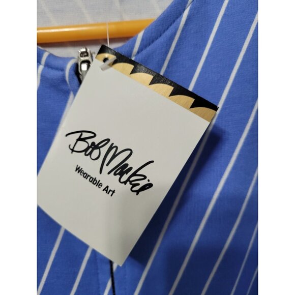 Bob Mackie Wearable Art Jacket Full Zip Size M Womens Blue Stripe Floral Vtg NWT - Picture 11 of 15